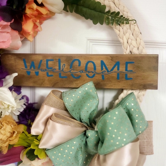 Spring Floral Braided Welcome Wreath Front Door - Picture 9 of 12